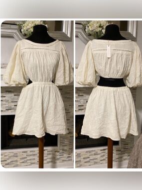 NWT Olivaceous linen blend side cutout dress M